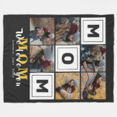 モノグラパーソナライズされたムLove you mom family Photos F フリースブランケット (正面(横))