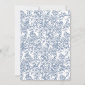 モノグラビクトリアンムフランスのブルーフローラ結婚ズ 招待状 (裏面)