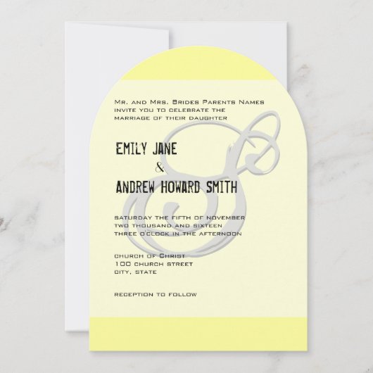 モノグラファンキームエレガントイエローグレーシルバー金属 招待状 (正面)