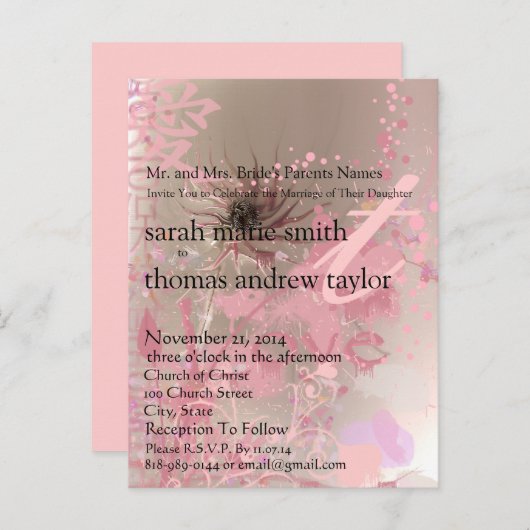 モノグラファンキームモダン結婚式招待状 インビテーションポストカード (正面/裏面)