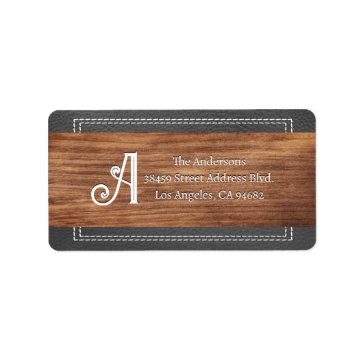 モノグラファンシーム |ダブルステッチ革 |ウッドB ラベル (正面)