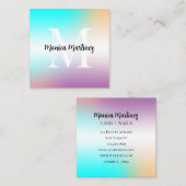 モノグラフェイクムを使用したグラデーションのメタリックテクスチャ スクエア名刺 (正面/裏面)