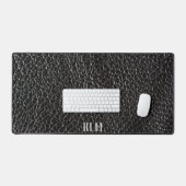 モノグラフェイクムを使用したシックなブラックレザー デスクマット (キーボード&マウス)