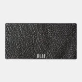 モノグラフェイクムを使用したシックなブラックレザー デスクマット (正面)