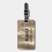 モノグラフェイクム金ゴールド金属鋼系カスタム ラゲッジタグ (正面縦)