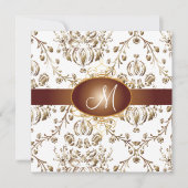 モノグラフェイクム銅ダマスク/白 招待状 (正面)