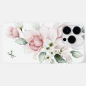 モノグラフェミニンイニシャルの水色フローラ Case-Mate iPhoneケース (裏面 (横))