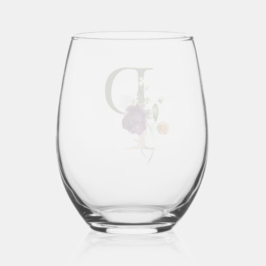 モノグラフェミニンムイニシャルP文字 ステムなしワイングラス (裏面)