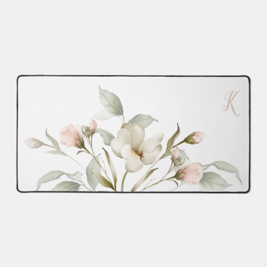 モノグラフェミニンム付きソフトウォーター色フローラ デスクマット (正面)