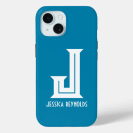 モノグラミニマルムティール（緑がかった色） iPhone 15ケース