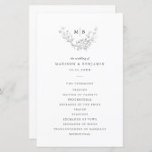 モノグラミニマルムフォーマル結婚式 プログラム (正面/裏面)