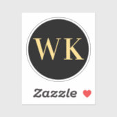 モノグラミニマルムモダンイニシャルブラック金ゴールド シール (シート)