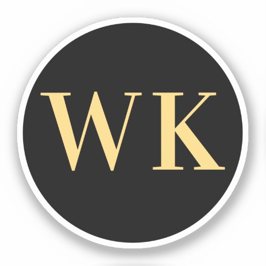 モノグラミニマルムモダンイニシャルブラック金ゴールド シール (正面)