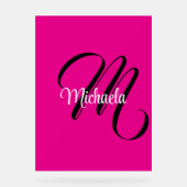 モノグラミニマルムモダンイニシャル名hot pink アクリルサイン (正面)