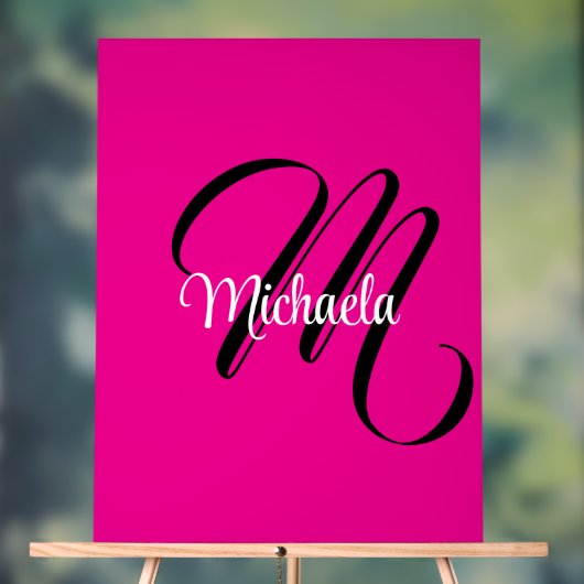 モノグラミニマルムモダンイニシャル名hot pink アクリルサイン (ニュートラル)
