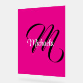 モノグラミニマルムモダンイニシャル名hot pink アクリルサイン (傾斜)