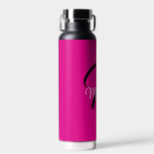 モノグラミニマルムモダンイニシャル名hot pink ウォーターボトル (正面)
