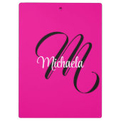 モノグラミニマルムモダンイニシャル名hot pink クリップボード (裏面)