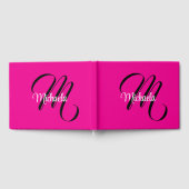 モノグラミニマルムモダンイニシャル名hot pink ゲストブック (全面)
