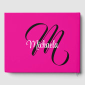 モノグラミニマルムモダンイニシャル名hot pink ゲストブック (裏面)