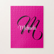 モノグラミニマルムモダンイニシャル名hot pink