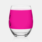 モノグラミニマルムモダンイニシャル名hot pink ステムなしワイングラス (左)