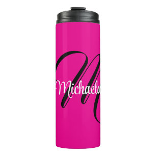 モノグラミニマルムモダンイニシャル名hot pink タンブラー