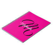モノグラミニマルムモダンイニシャル名hot pink ノートブック (左側)