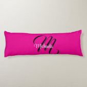 モノグラミニマルムモダンイニシャル名hot pink ボディピロー (裏面)
