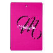 モノグラミニマルムモダンイニシャル名hot pink ミニクリップボード (裏面)