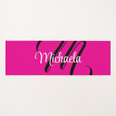 モノグラミニマルムモダンイニシャル名hot pink ヨガマット (正面(横))