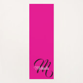 モノグラミニマルムモダンイニシャル名hot pink ヨガマット (正面)
