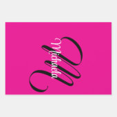 モノグラミニマルムモダンイニシャル名hot pink ラッピングペーパーシート (正面2)