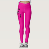 モノグラミニマルムモダンイニシャル名hot pink レギンス (正面)