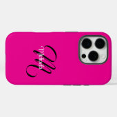 モノグラミニマルムモダンイニシャル名hot pink Case-Mate iPhoneケース (裏面 (横))