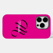 モノグラミニマルムモダンイニシャル名hot pink Case-Mate iPhoneケース (裏面 (横))