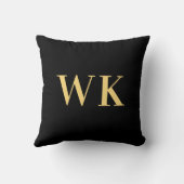 モノグラミニマルムモダンブラック金ゴールド クッション (裏面)