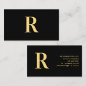モノグラミニマルムモダンブラック金ゴールド 名刺 (正面/裏面)