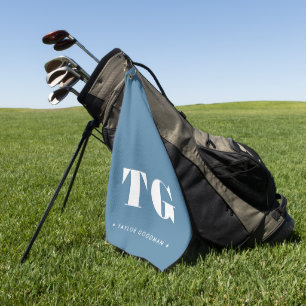 モノグラミニマルムモダン・ブルー・ネーム・スターズ ゴルフタオル