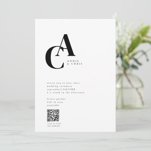 モノグラミニマルムモダン,, QRコード, 招待状 (スタンド正面)