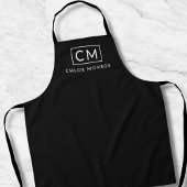 モノグラミニマルム名クラシック白黒 エプロン