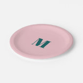 モノグラミニマルム頭文字グリーンピンク ペーパープレート (アングル)