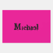 モノグラミニマルモダンム名ブラック・ホット・ピンク ラッピングペーパーシート (正面3)