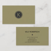 モノグラミングオリーブグリーンモダンリネンのテクスチャの外観 名刺 (正面/裏面)