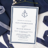モノグラムいかりホワイト航海のネイビー結婚ズ 招待状
