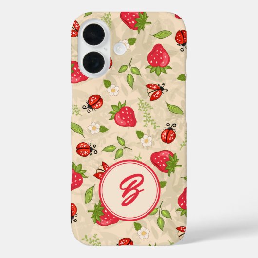 モノグラムいちご虫パターン Case-Mate iPhoneケース (裏面)