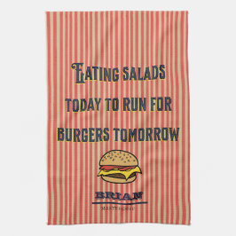 モノグラムおもしろいことわざかわいいヴィンテージイラストレーション キッチンタオル