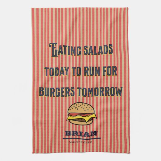 モノグラムおもしろいことわざかわいいヴィンテージイラストレーション キッチンタオル (縦)