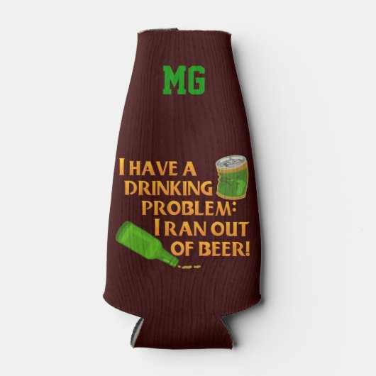 モノグラムおもしろいでビールを飲む問題のジョーク ボトルクーラー (正面)