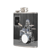 モノグラムおもしろいパンクロックドラマーベアミュージシャン フラスク (左)